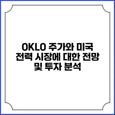 OKLO 주가와 미국 전력 시장에 대한 전망 및 투자 분석