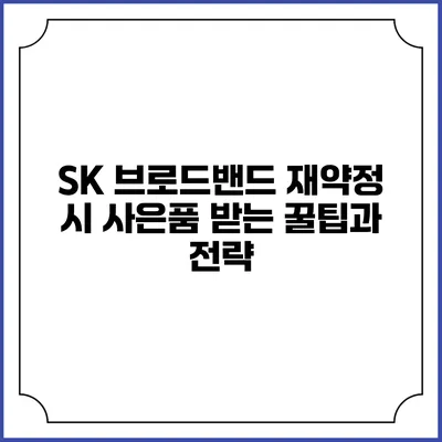 SK 브로드밴드 재약정 시 사은품 받는 꿀팁과 전략