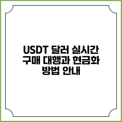 USDT 달러 실시간 구매 대행과 현금화 방법 안내