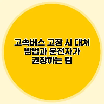 고속버스 고장 시 대처 방법과 운전자가 권장하는 팁