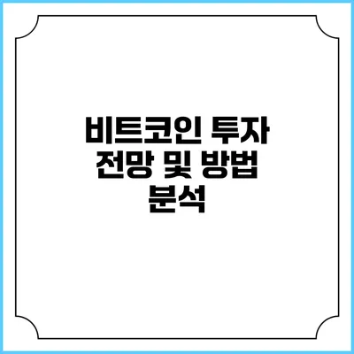 비트코인 투자 전망 및 방법 분석