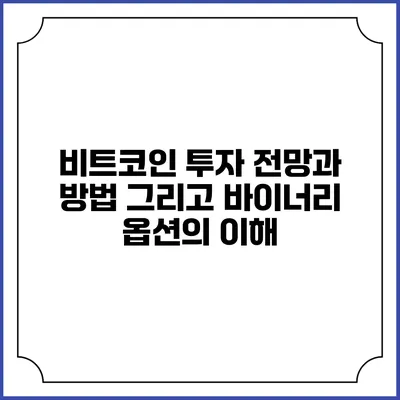 비트코인 투자 전망과 방법 그리고 바이너리 옵션의 이해