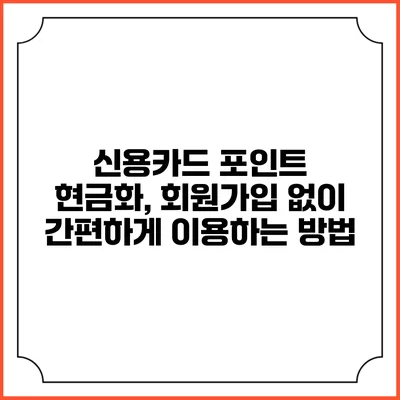 신용카드 포인트 현금화, 회원가입 없이 간편하게 이용하는 방법