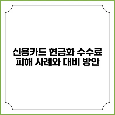 신용카드 현금화 수수료 피해 사례와 대비 방안