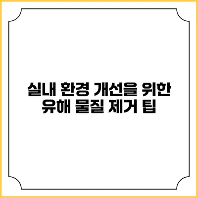 실내 환경 개선을 위한 유해 물질 제거 팁