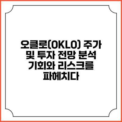 오클로(OKLO) 주가 및 투자 전망 분석: 기회와 리스크를 파헤치다