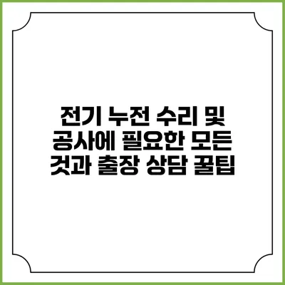 전기 누전 수리 및 공사에 필요한 모든 것과 출장 상담 꿀팁