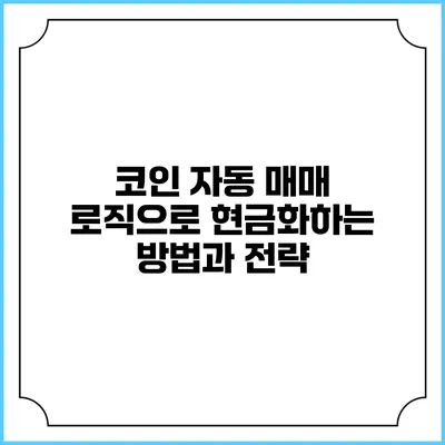 코인 자동 매매 로직으로 현금화하는 방법과 전략