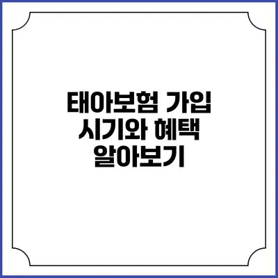 태아보험 가입 시기와 혜택 알아보기