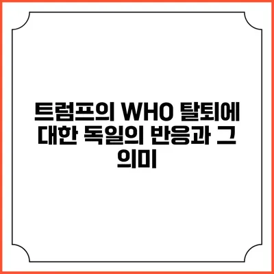 트럼프의 WHO 탈퇴에 대한 독일의 반응과 그 의미