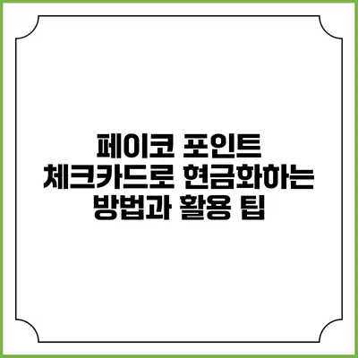 페이코 포인트 체크카드로 현금화하는 방법과 활용 팁