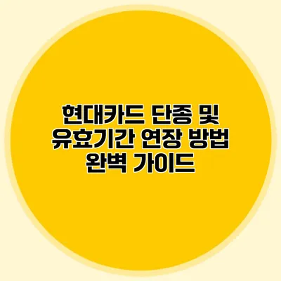 현대카드 단종 및 유효기간 연장 방법 완벽 가이드