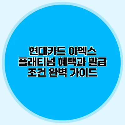 현대카드 아멕스 플래티넘 혜택과 발급 조건 완벽 가이드