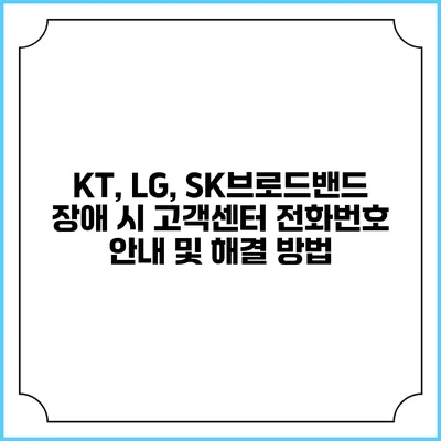 KT, LG, SK브로드밴드 장애 시 고객센터 전화번호 안내 및 해결 방법
