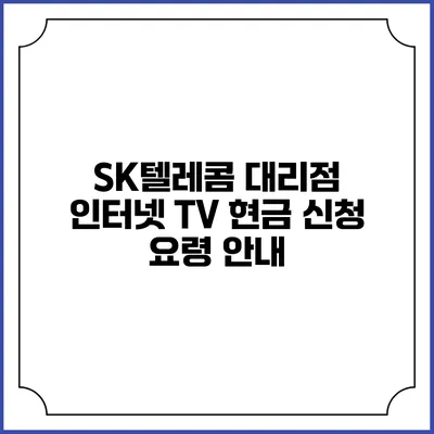 SK텔레콤 대리점 인터넷 TV 현금 신청 요령 안내