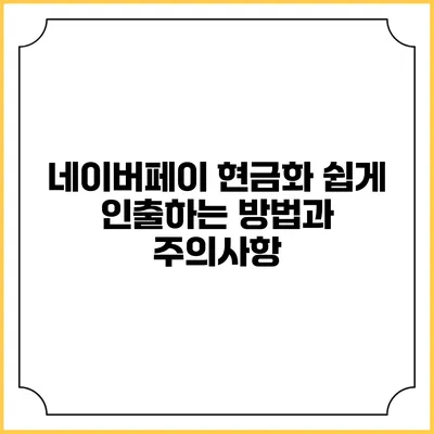 네이버페이 현금화: 쉽게 인출하는 방법과 주의사항