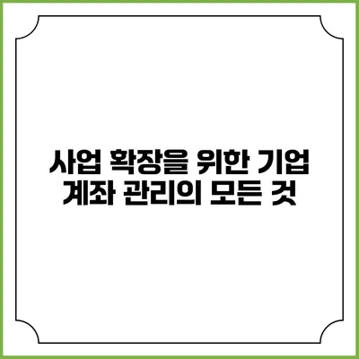 사업 확장을 위한 기업 계좌 관리의 모든 것