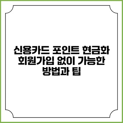 신용카드 포인트 현금화: 회원가입 없이 가능한 방법과 팁