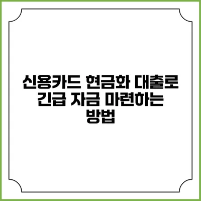 신용카드 현금화 대출로 긴급 자금 마련하는 방법