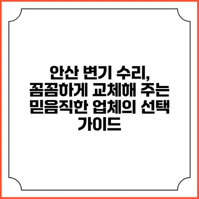 안산 변기 수리, 꼼꼼하게 교체해 주는 믿음직한 업체의 선택 가이드