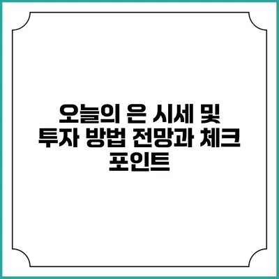 오늘의 은 시세 및 투자 방법 전망과 체크 포인트
