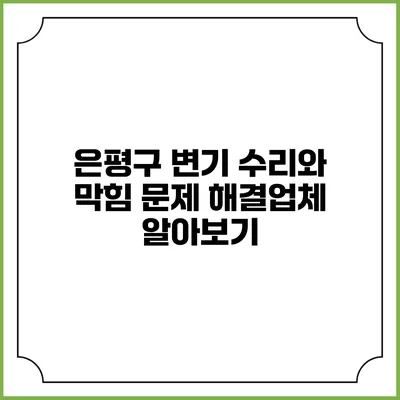 은평구 변기 수리와 막힘 문제 해결업체 알아보기