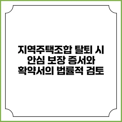 지역주택조합 탈퇴 시 안심 보장 증서와 확약서의 법률적 검토
