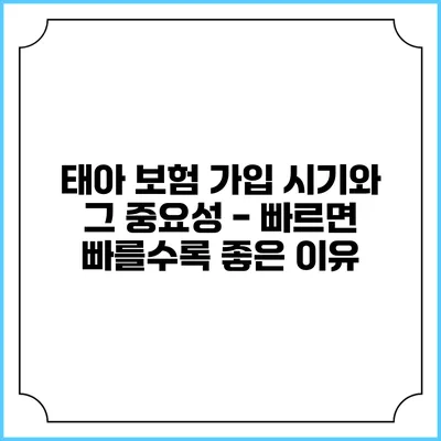 태아 보험 가입 시기와 그 중요성 - 빠르면 빠를수록 좋은 이유