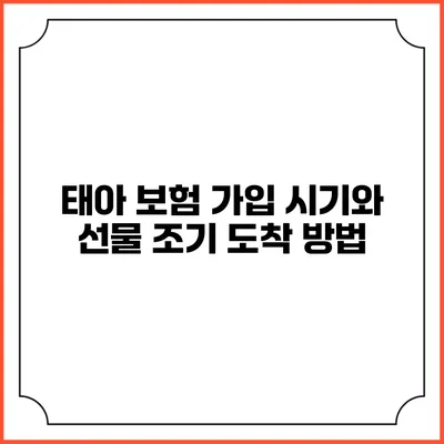 태아 보험 가입 시기와 선물 조기 도착 방법