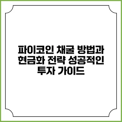 파이코인 채굴 방법과 현금화 전략: 성공적인 투자 가이드